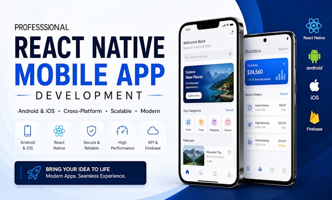 develop react native mobile app for android and ios