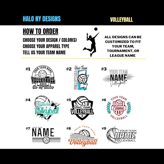 create a volleyball tshirt design for your team