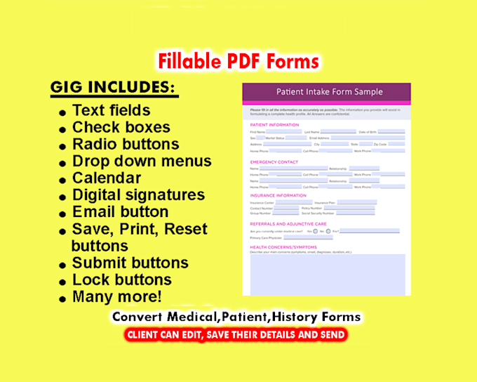 convert fillable pdf questionnaire intake form, word to pdf