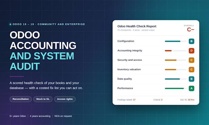 do odoo accounting setup, system audit and erp health check