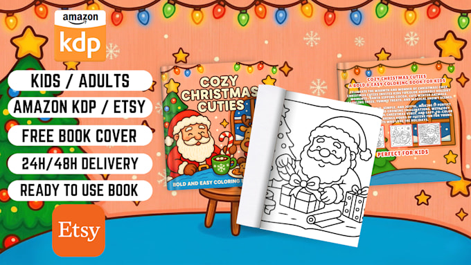 create coloring book pages and book cover for amazon KDP