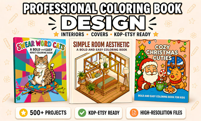 create coloring book pages and book cover for amazon KDP