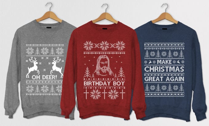 do ugly christmas sweater or t shirt design