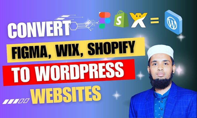convert wix shopify psd xd figma to  elementor and wordpress website