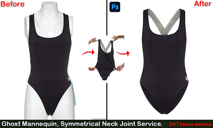 do complex ghost mannequin, symmetrical neck joint correctly