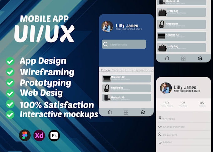 Ui ux design mobile apps and web or wireframe and prototype by Huraira ...