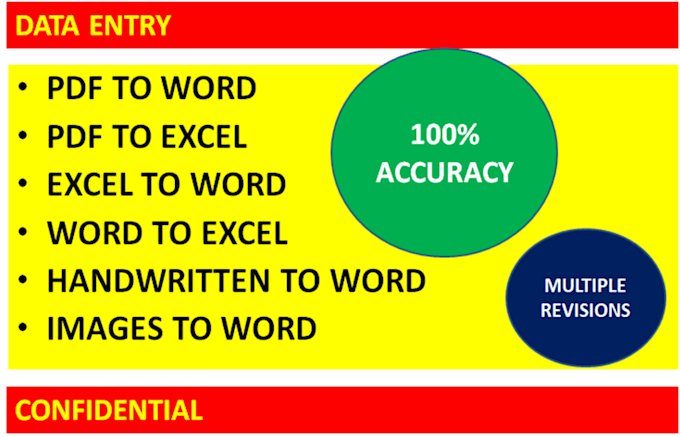 accurate data entry, PDF to word and excel conversion