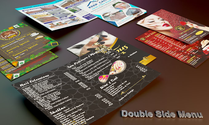 design captivating digital menus, flyers, and price list