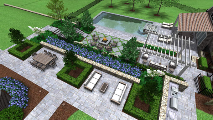 Do backyard landscape front yard terrace 3d architectural layout plans ...