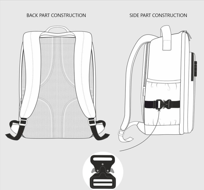 Backpack fashion flat technical drawing template Vector Image