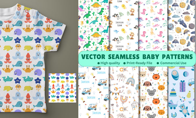 design cute seamless baby patterns for kids and babies