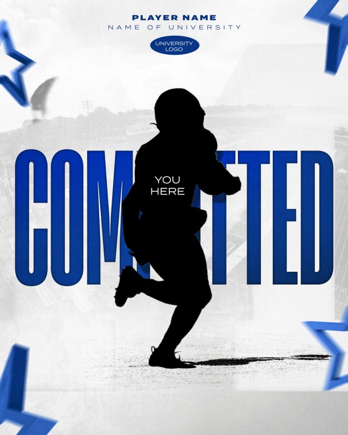 Create a college athlete commitment post using this template by