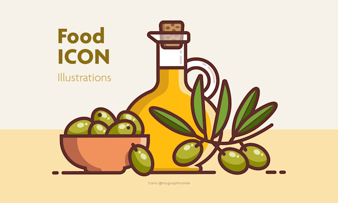 illustrate food and ingredients in flat vector style