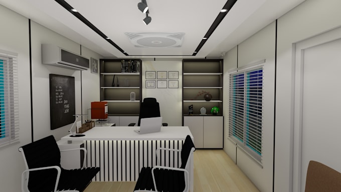 do office interior design and 3d rendering