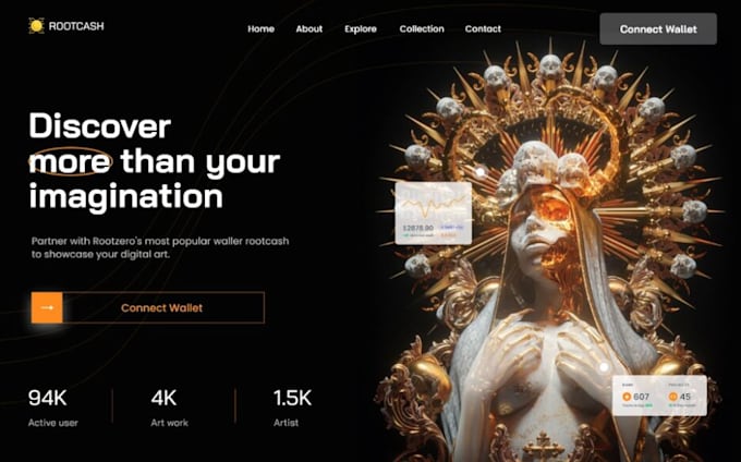 develop nft landing page for web3 dapp using react next js