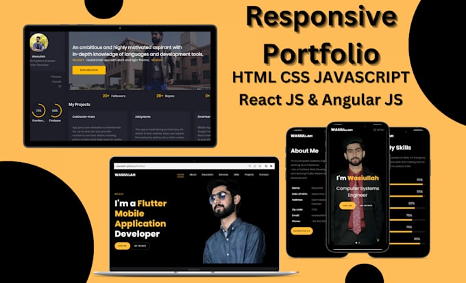 Create portfolio website with html, css, and javascript by Wasiullah14 ...