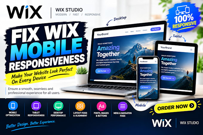 fix wix studio website mobile responsive and friendly