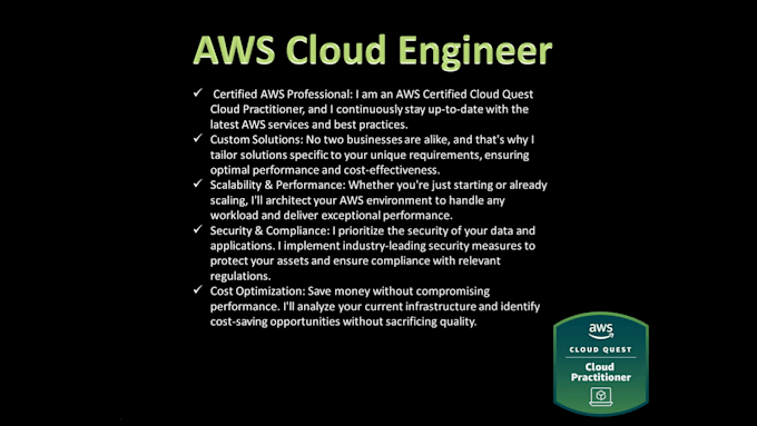 setup and manage AWS infrastructure, as your devops engineer