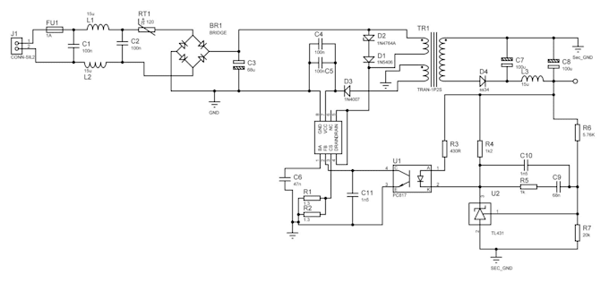 flyback converter calculate of elements and transformer