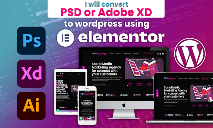 convert PSD to wordpress using elementor pro