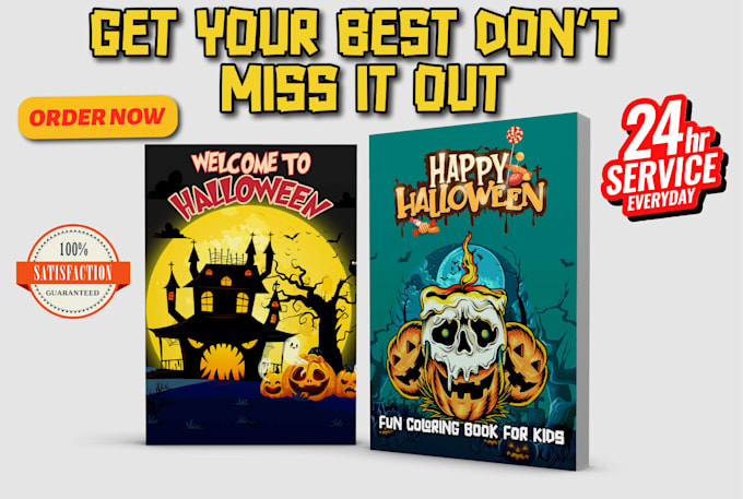 do kids halloween coloring book, kids activity book, book cover design for KDP