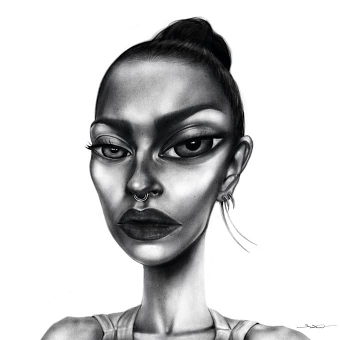 Draw a realistic black and white portrait on procreate by Danieldewolfe