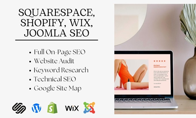 squarespace seo, shopify, wix, joomla website audit with yoast and rank math