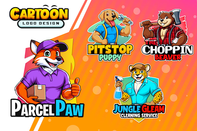 create animal cartoon logo design and custom cartoon sticker