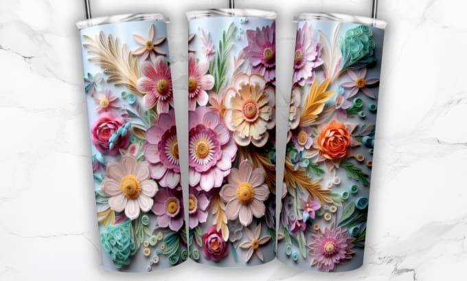 3d tumbler designs, 3d sublimation designs, 3D flowers