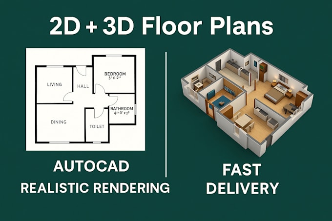design 2d and 3d floor plans with autocad and realistic rendering