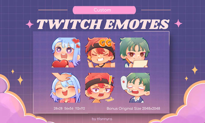 Draw cute and expression chibi emotes for your twitch by Tfannyra | Fiverr