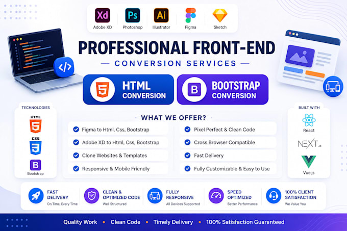 design bootstrap html css website, psd to html figma to html