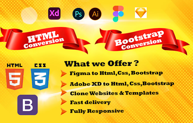 design bootstrap html css website, psd to html figma to html