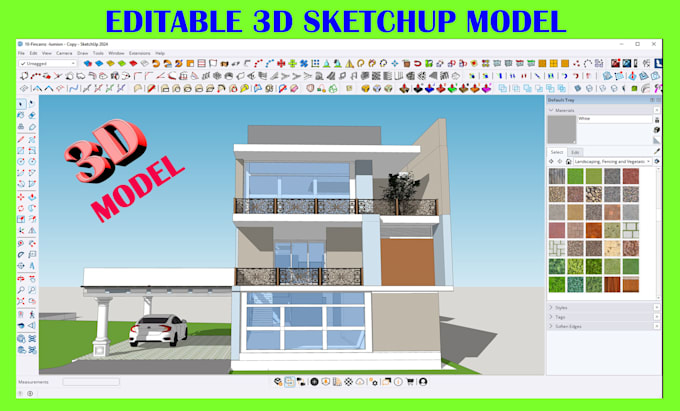 do editable 3d sketchup model or skp house model  and rendering