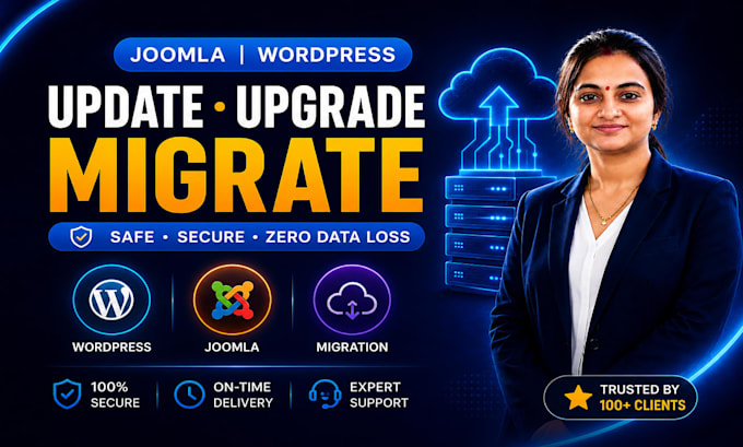 handle wordpress or joomla website backup, updates, upgrades and migration