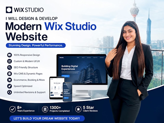 do design a modern wix studio website with responsive UI UX