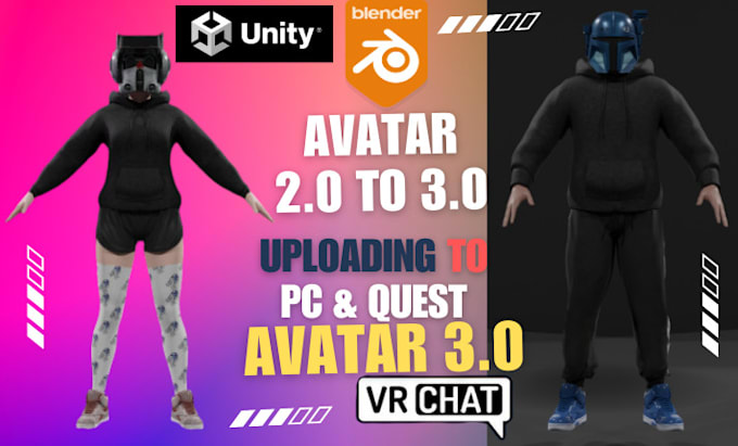 Make vrc avatar, vr avatar, vrchat avatar from scratch ready for pc and ...