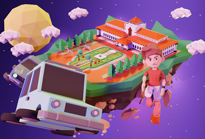 create 3d models, scene environment, diorama in low poly