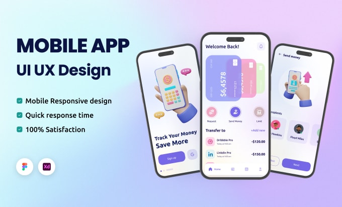 Design attractive mobile app ui ux mockup wireframe prototype using ...