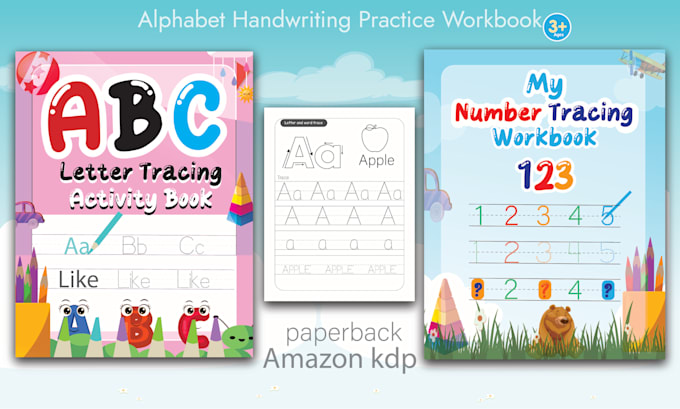 kids activity book alphabet letters tracing children illustration for amazon kdp