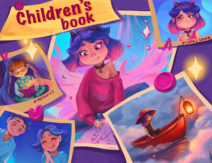 draw colorful children story book and comic pages