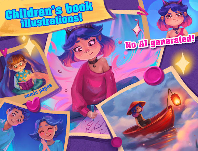 draw colorful children story book and comic pages