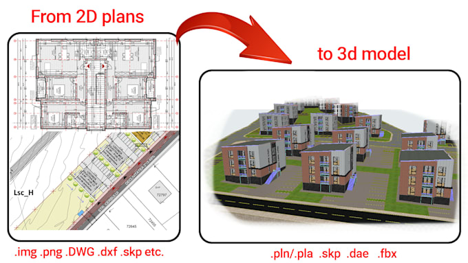 make accurate 3d modeling from dwg pdf or sketches