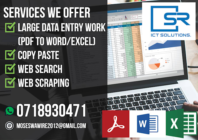 do invoice process, data entry, insert data and web research