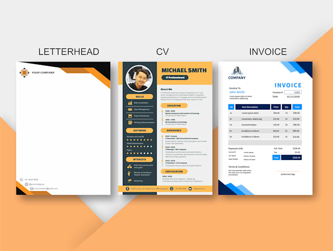 design simple and nice invoice and letterhead template