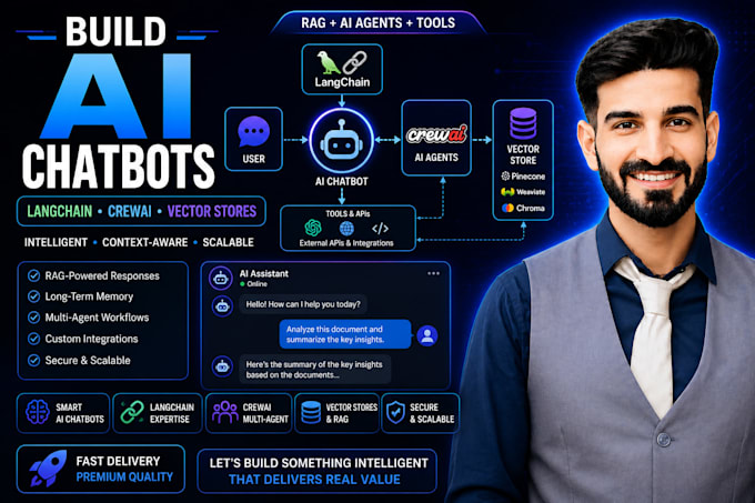 build ai chatbots with langchain, crewai and vector stores