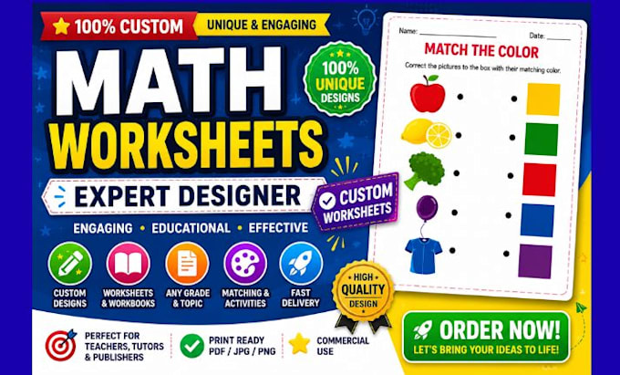 create custom math worksheets, printable activities and KDP workbooks for kids