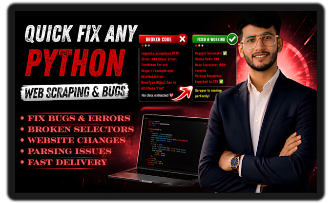 quickly fix any python web scraping script
