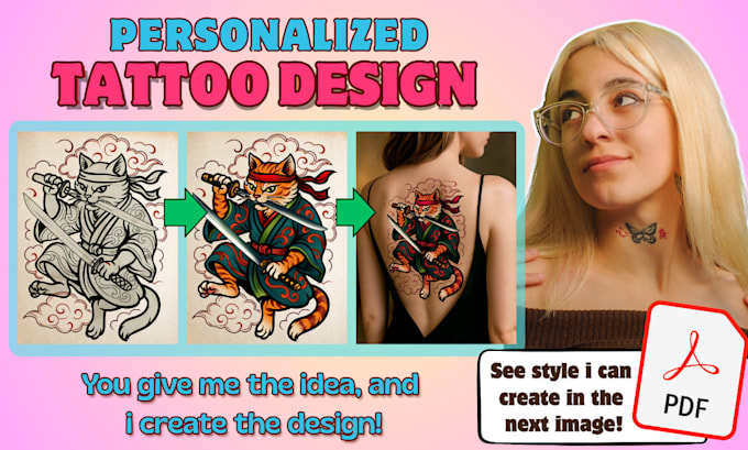 design a custom neo traditional or japanese style tattoo