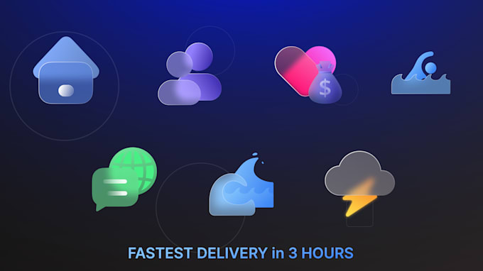 create glass morphism icons or any type icon for you